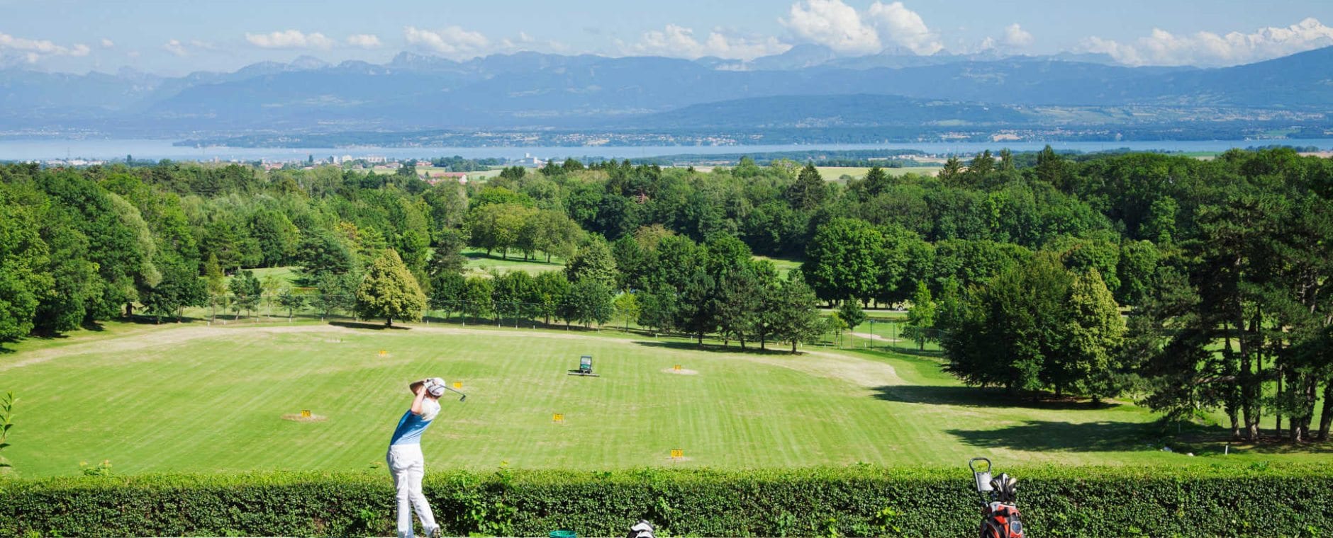 practice golf Bonmont vue Mont Blanc